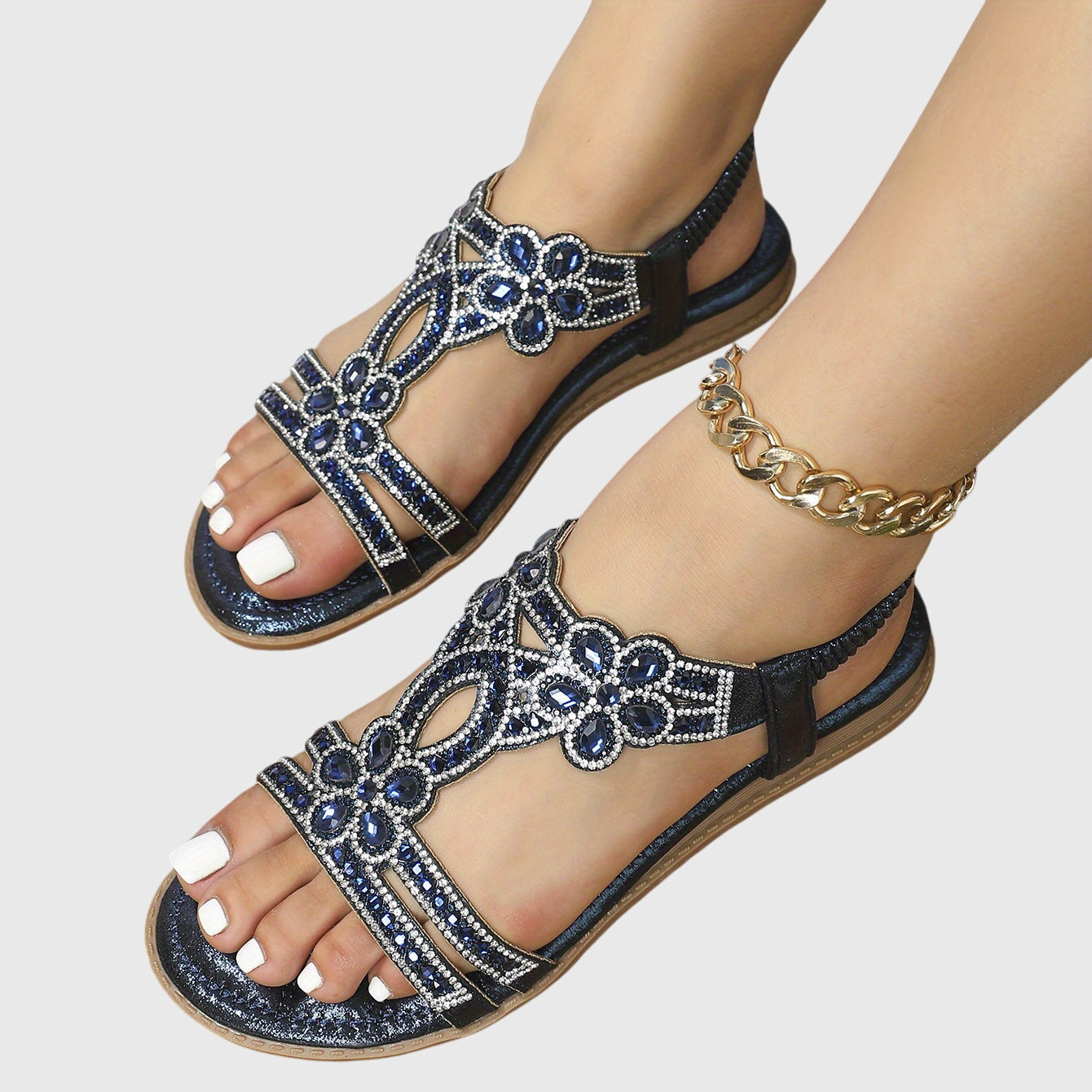 Elegant Orthopedic Sandals with Decorative Stone Detail