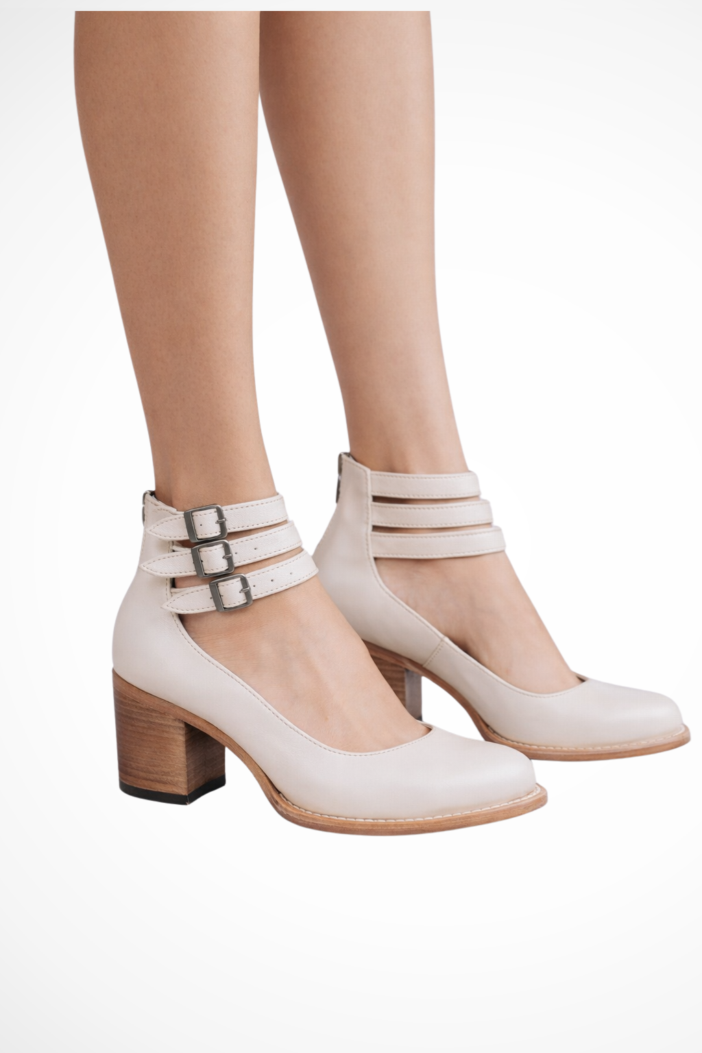 Strappy Closed Toe Block Heel Ankle Strap Heels for Women