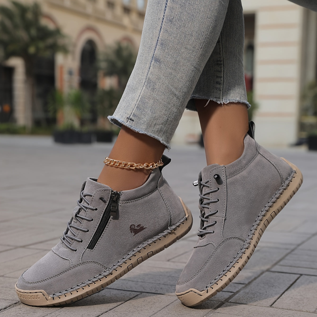 Orthopedic Walking Sneakers with Easy Side Zipper Closure