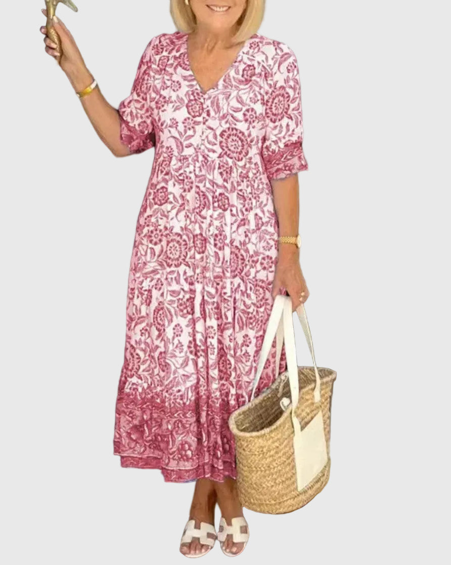 Keisha | Graceful V-Neck Floral Maxi Dress
