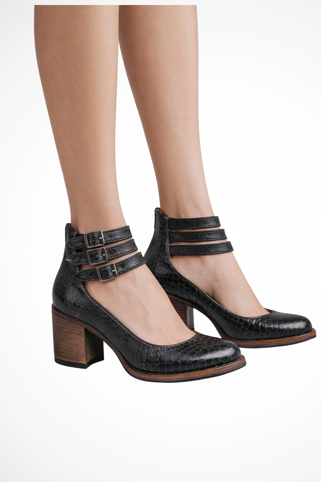 Strappy Closed Toe Block Heel Ankle Strap Heels for Women