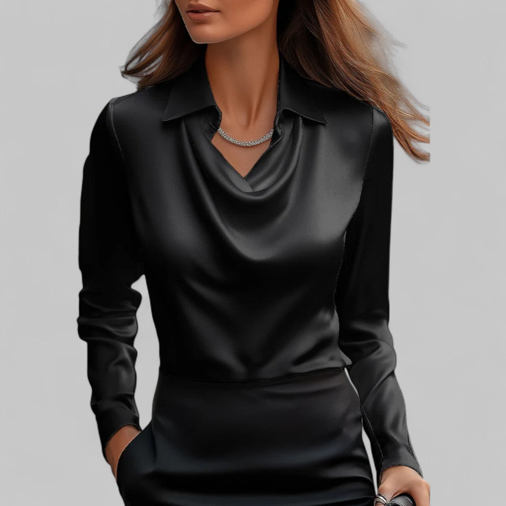 Rose | Women’s Draped Neck Long Sleeve Blouses