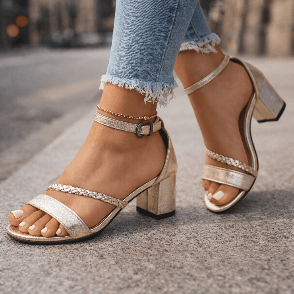 Ismara Twist Sandals with Braided Accent and Block Heel