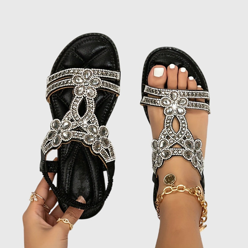 Elegant Orthopedic Sandals with Decorative Stone Detail