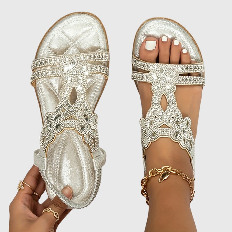 Elegant Orthopedic Sandals with Decorative Stone Detail