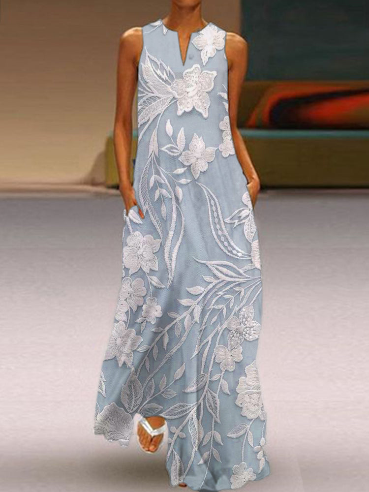 Selene – Elegant Sleeveless Luxe Printed Dress