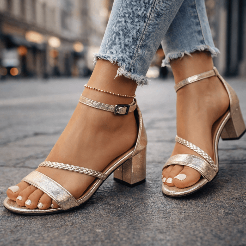 Ismara Twist Sandals with Braided Accent and Block Heel