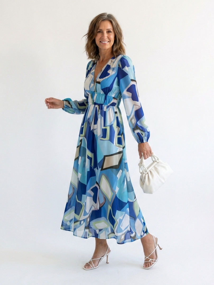 Flowing Floral Maxi Dress with Graceful Long Sleeves