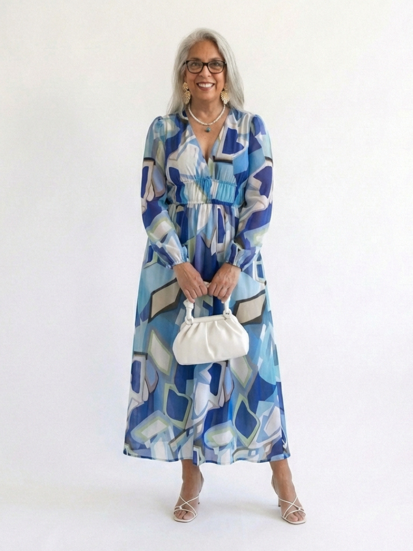 Flowing Floral Maxi Dress with Graceful Long Sleeves