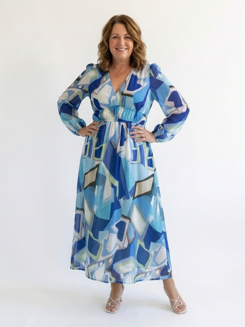 Flowing Floral Maxi Dress with Graceful Long Sleeves