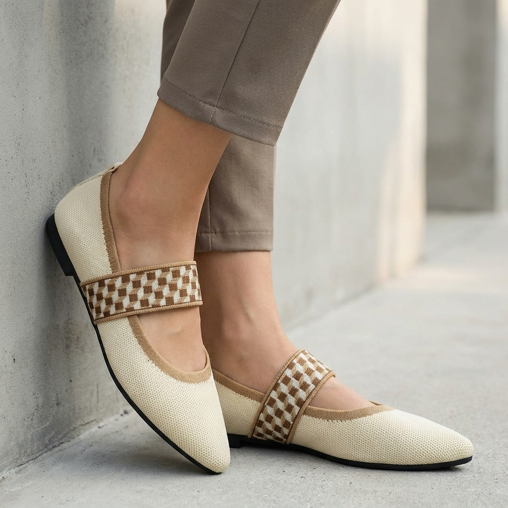 Pointed Toe Strap Flats – Breathable Casual Comfort Walking Shoes