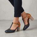T-Strap Block Heel Pumps – Elegant Casual Comfort Dress Shoes