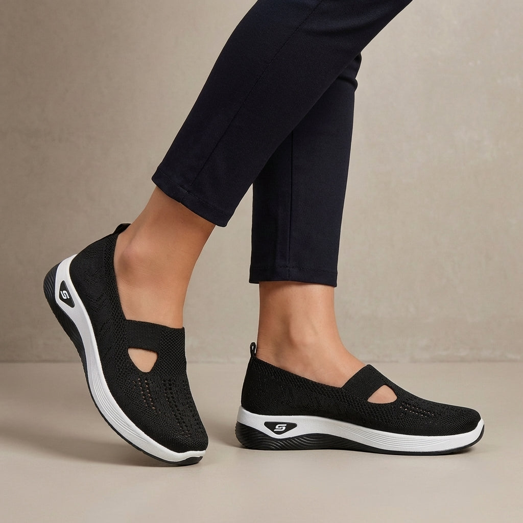 Breathable Knit Walking Sneakers – Lightweight Slip-On Comfort Shoes