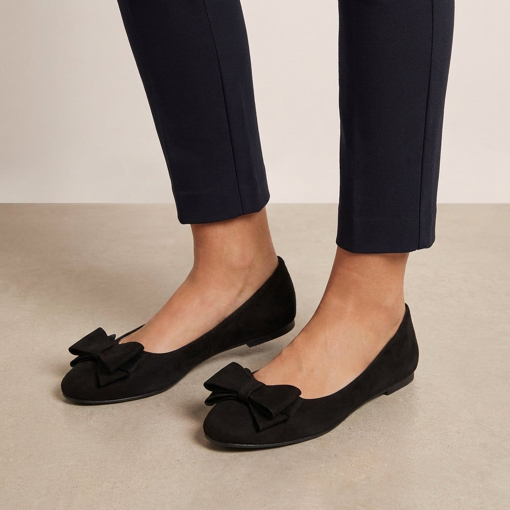 Bow Detail Ballet Flats – Lightweight Casual Comfort Walking Shoes