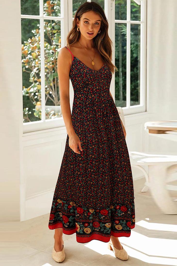 Romantic Boho Maxi Dress with Empire Waist