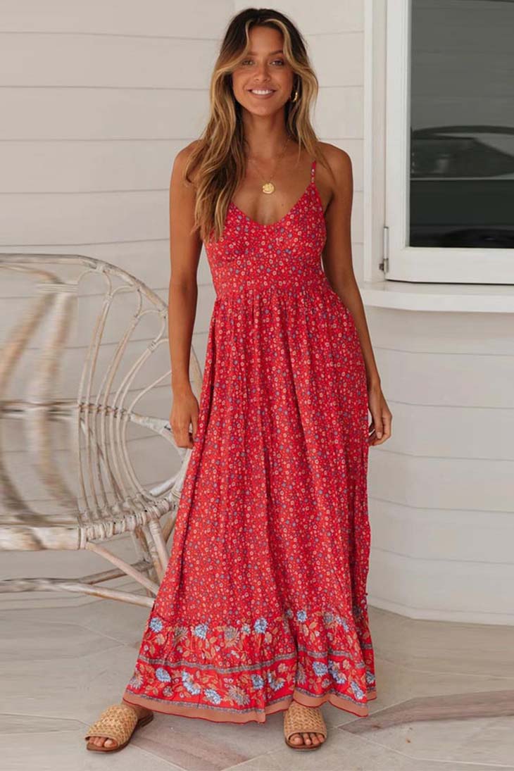 Romantic Boho Maxi Dress with Empire Waist