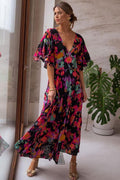 Midnight Floral Maxi Dress with Empire Waist