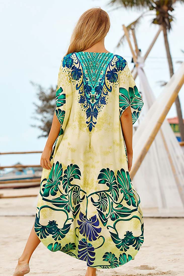 Sunlit Floral Kaftan Maxi Dress for Effortless Elegance