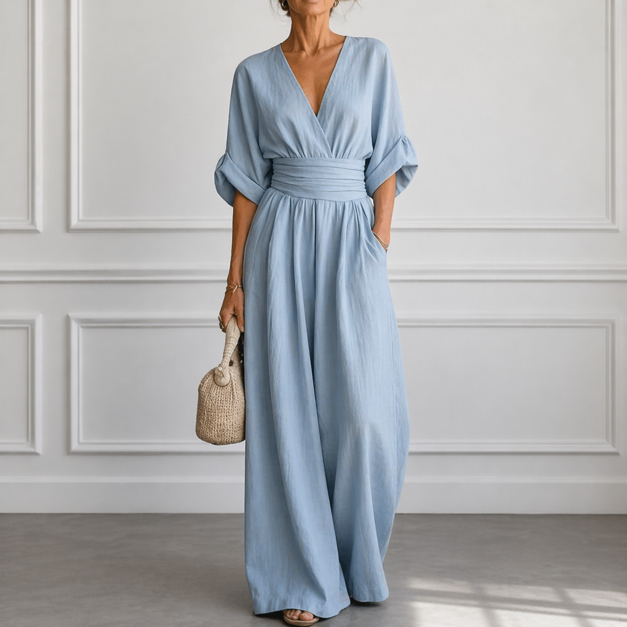 Elegant Cinched Waist Flowy Jumpsuit for Effortless Style