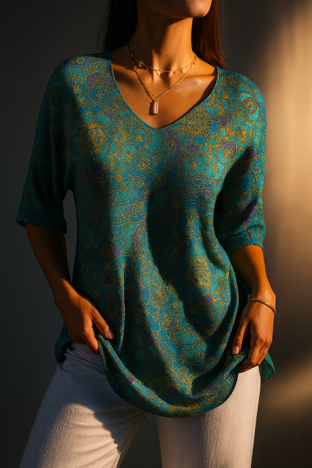 Evelyn | Women's Retro Art Print Casual Pullover Knit