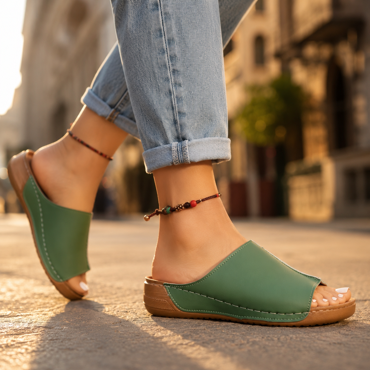 Cushioned Wedge Slide Sandals for Women – Anne