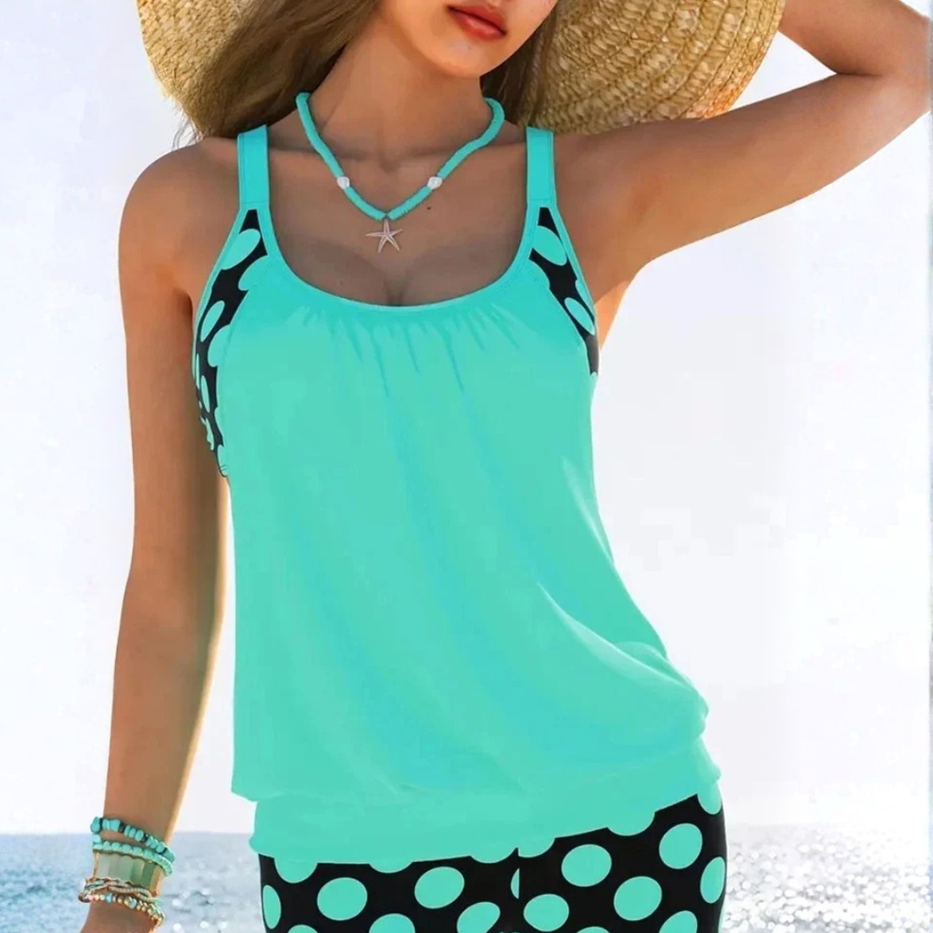 Polka Dot Cut-Out Bikini Set in Fresh Green