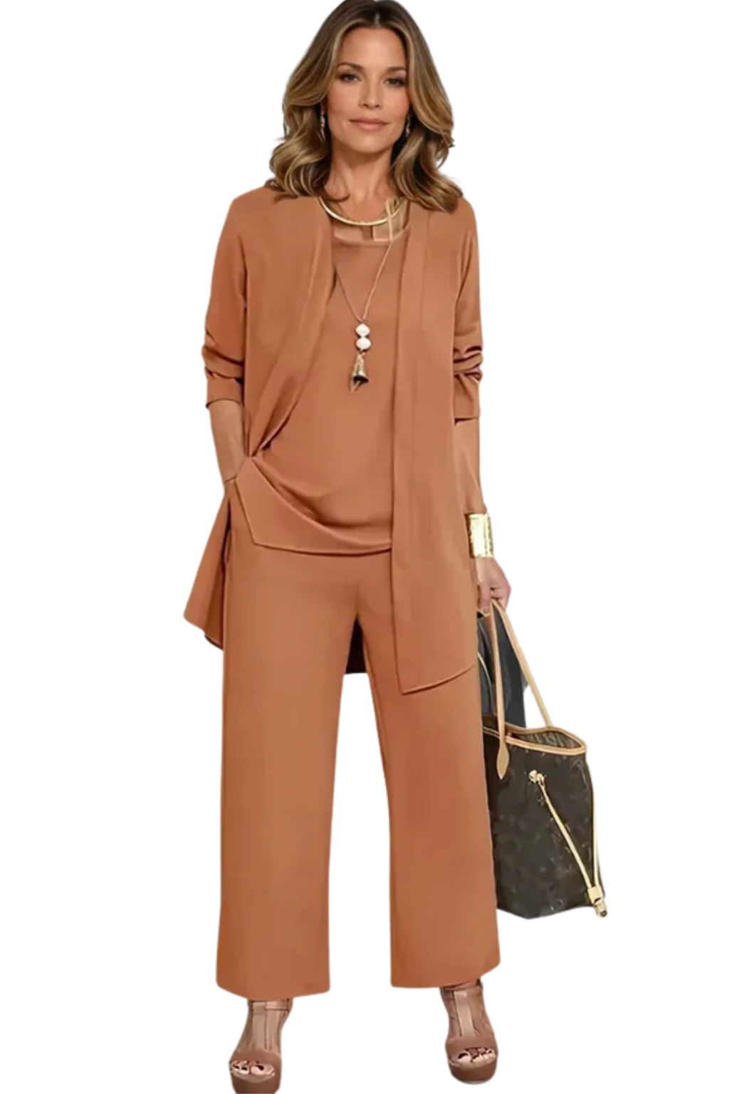 Elegant 3-Piece Wide-Leg Trouser Set for Women