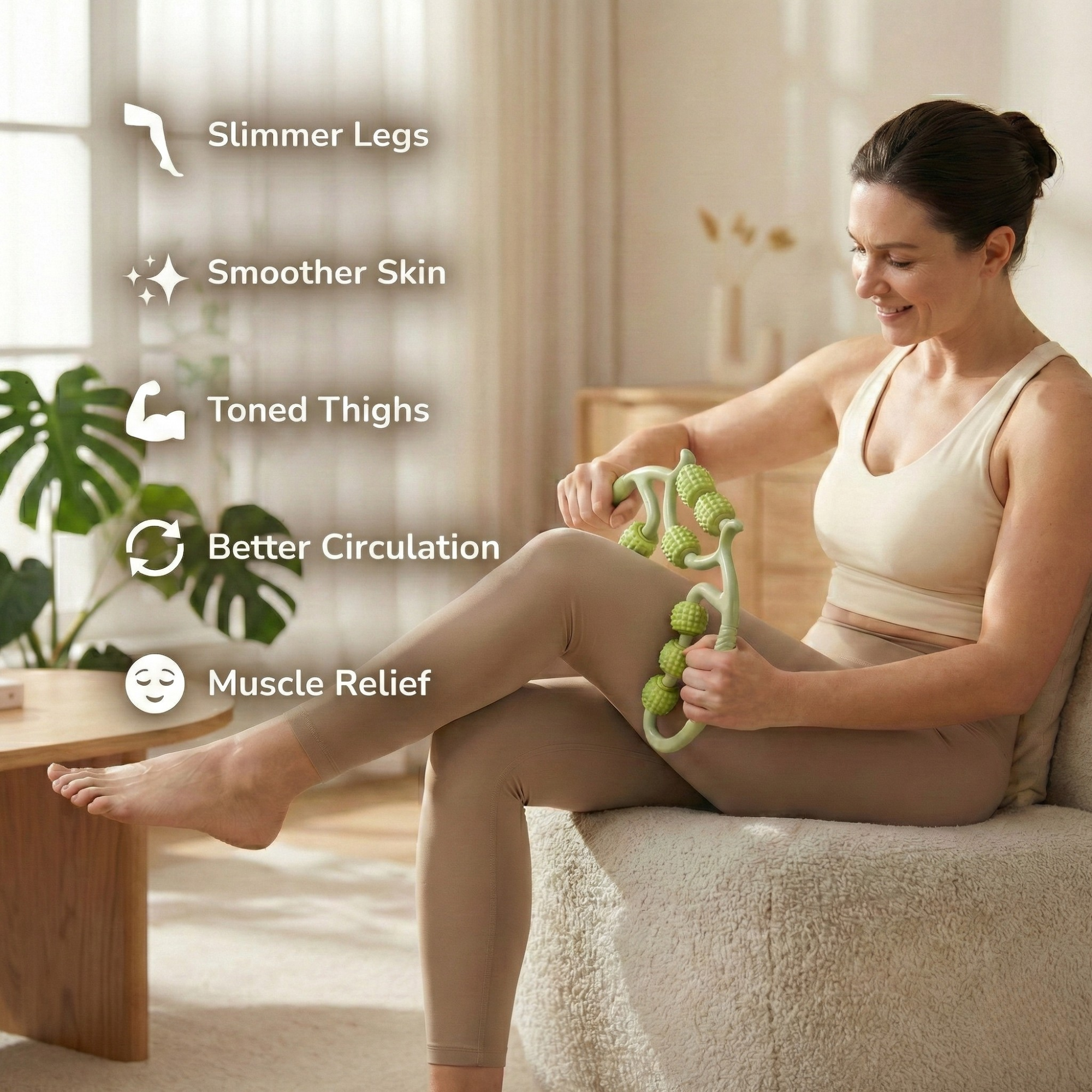 Leg-Sculpting Massager Roller — 7-Wheel Anti-Cellulite Tool for Thighs, Calves & Arms