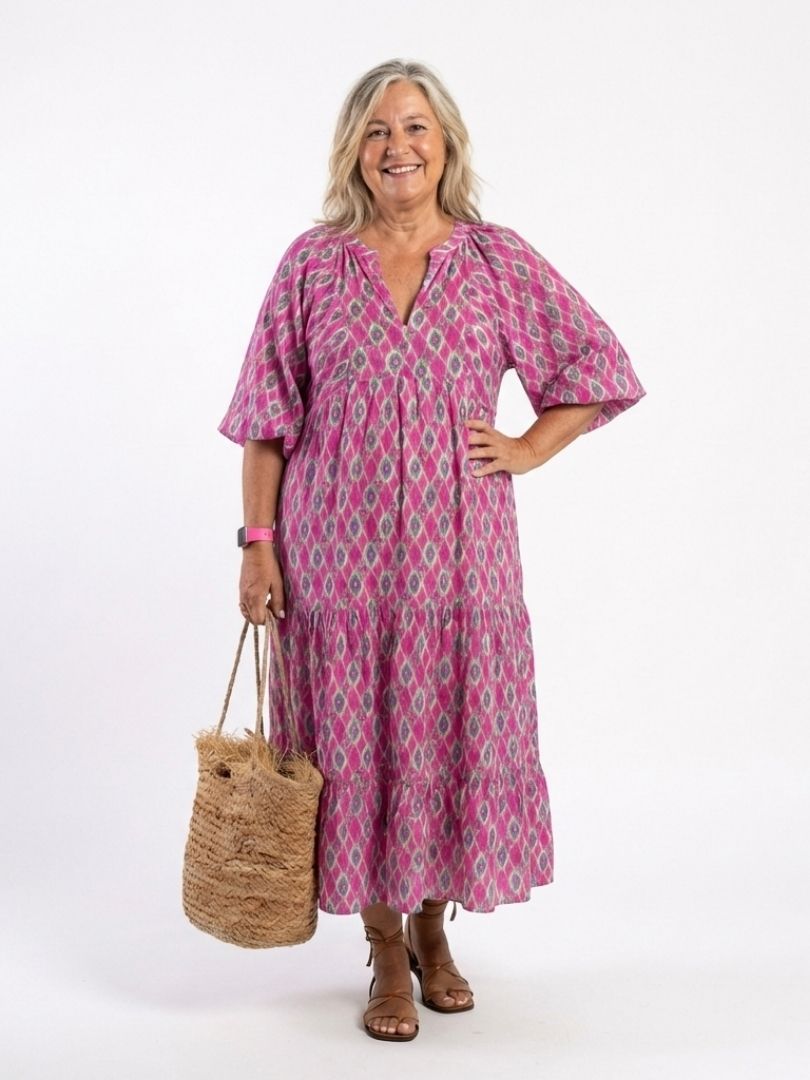 Effortless Elegance Midi Dress with Tiered Skirt