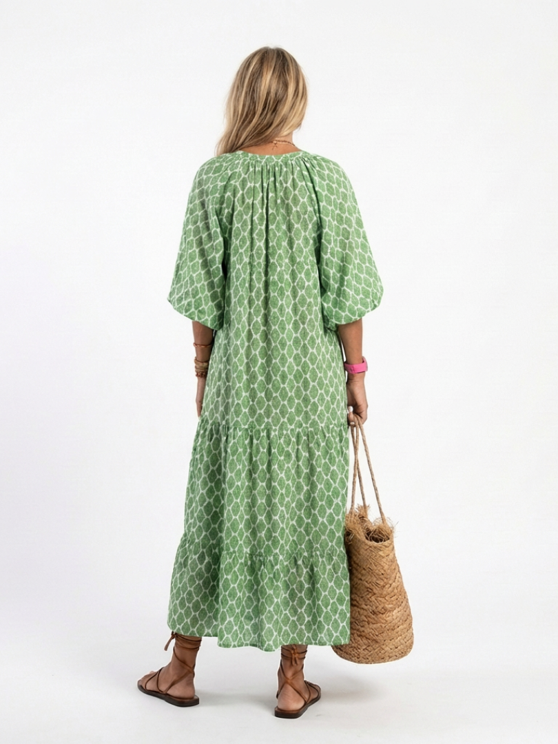 Effortless Elegance Midi Dress with Tiered Skirt