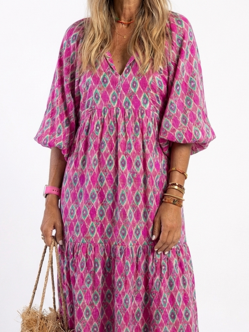 Effortless Elegance Midi Dress with Tiered Skirt