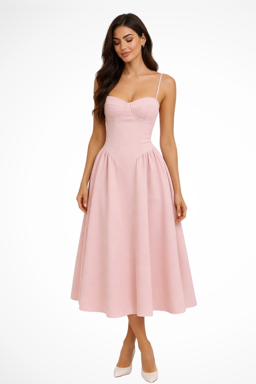 Corset Bodice A-Line Midi Dress for Elegant Occasions