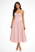 Corset Bodice A-Line Midi Dress for Elegant Occasions