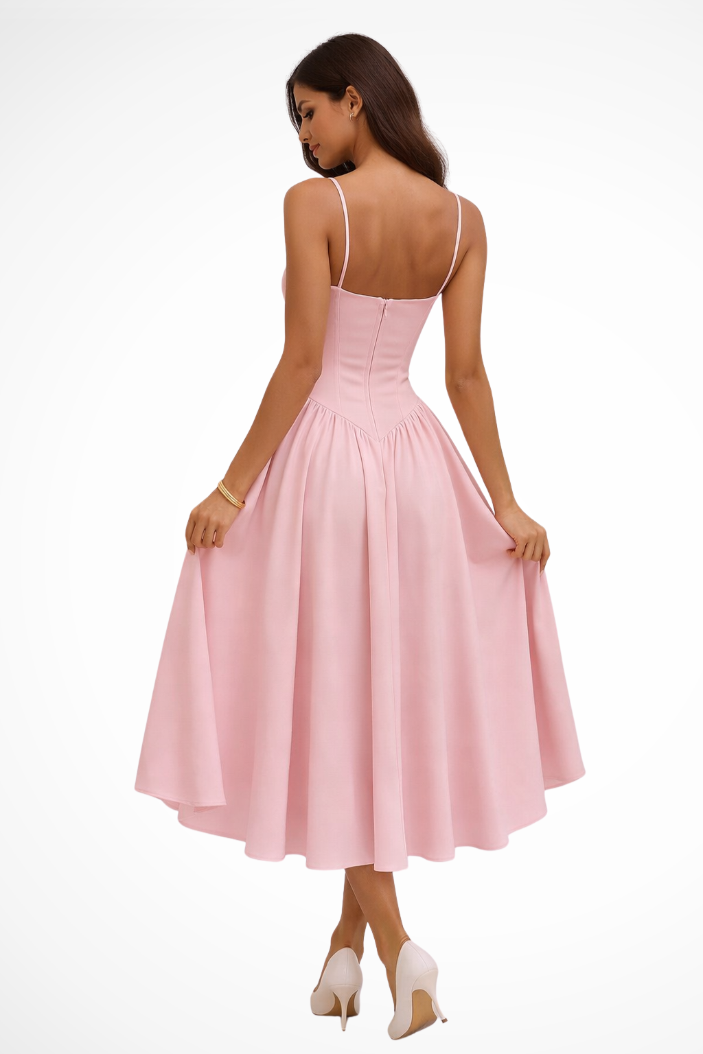 Corset Bodice A-Line Midi Dress for Elegant Occasions