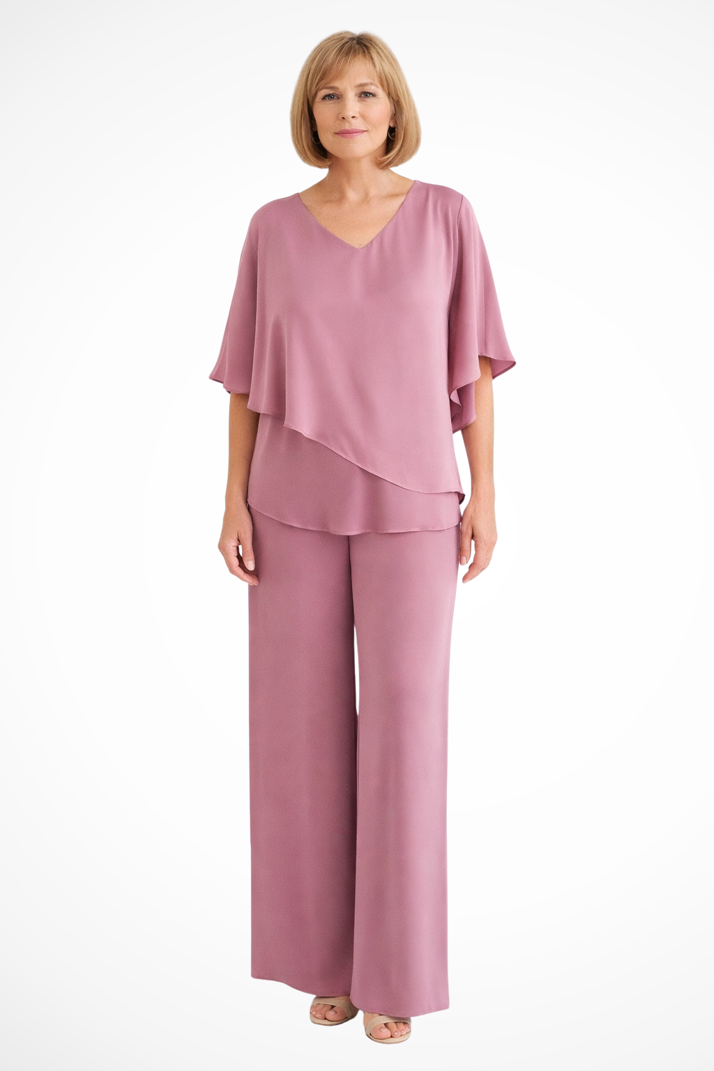 Cobalt Blue Batwing Top & Wide Leg Pants Two-Piece Set