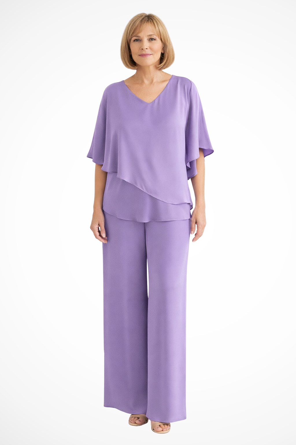 Cobalt Blue Batwing Top & Wide Leg Pants Two-Piece Set