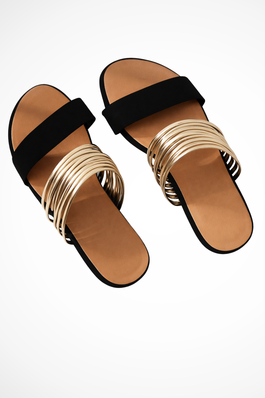 Metallic Ring Open Toe Flat Slides – Effortless Chic Style