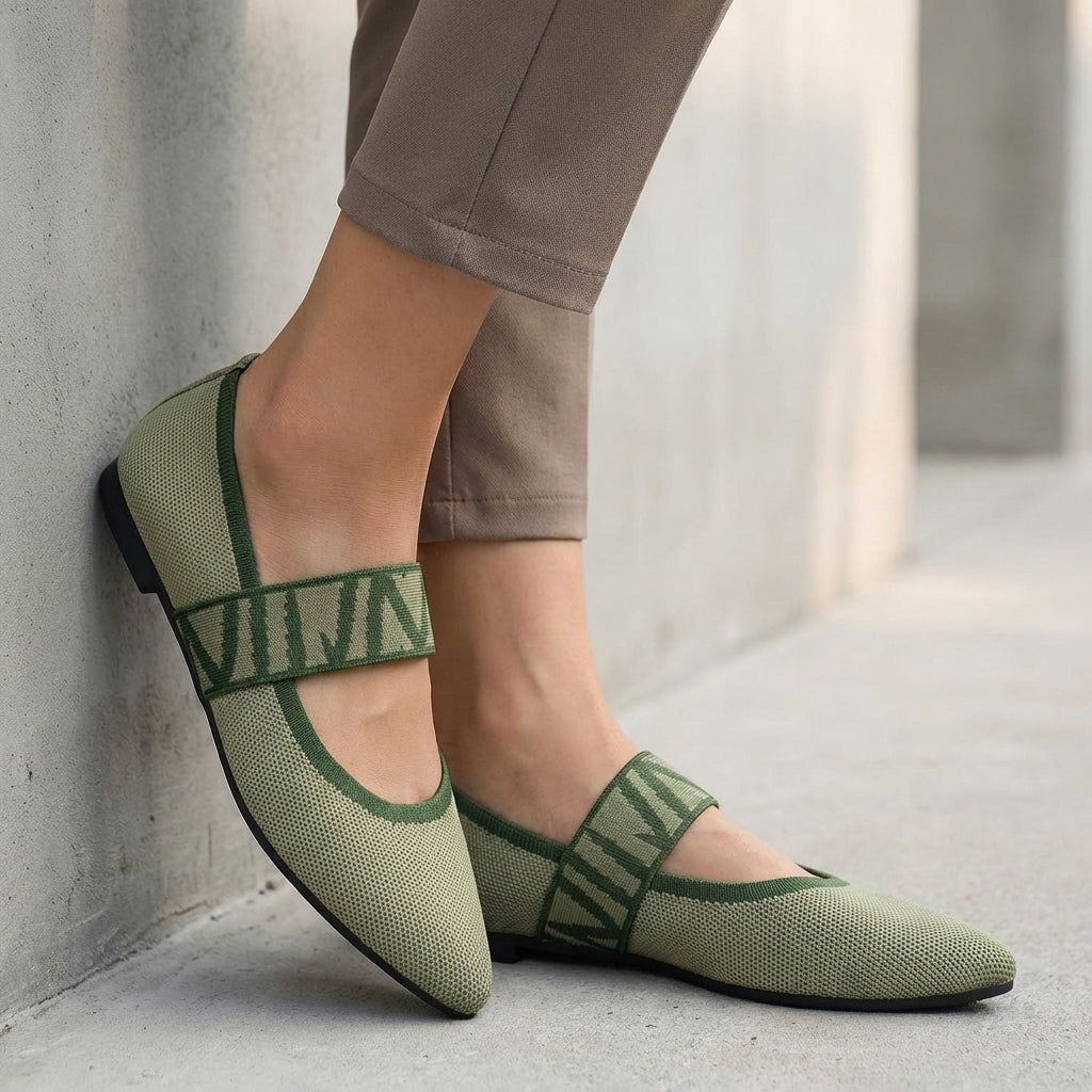 Pointed Toe Strap Flats – Breathable Casual Comfort Walking Shoes