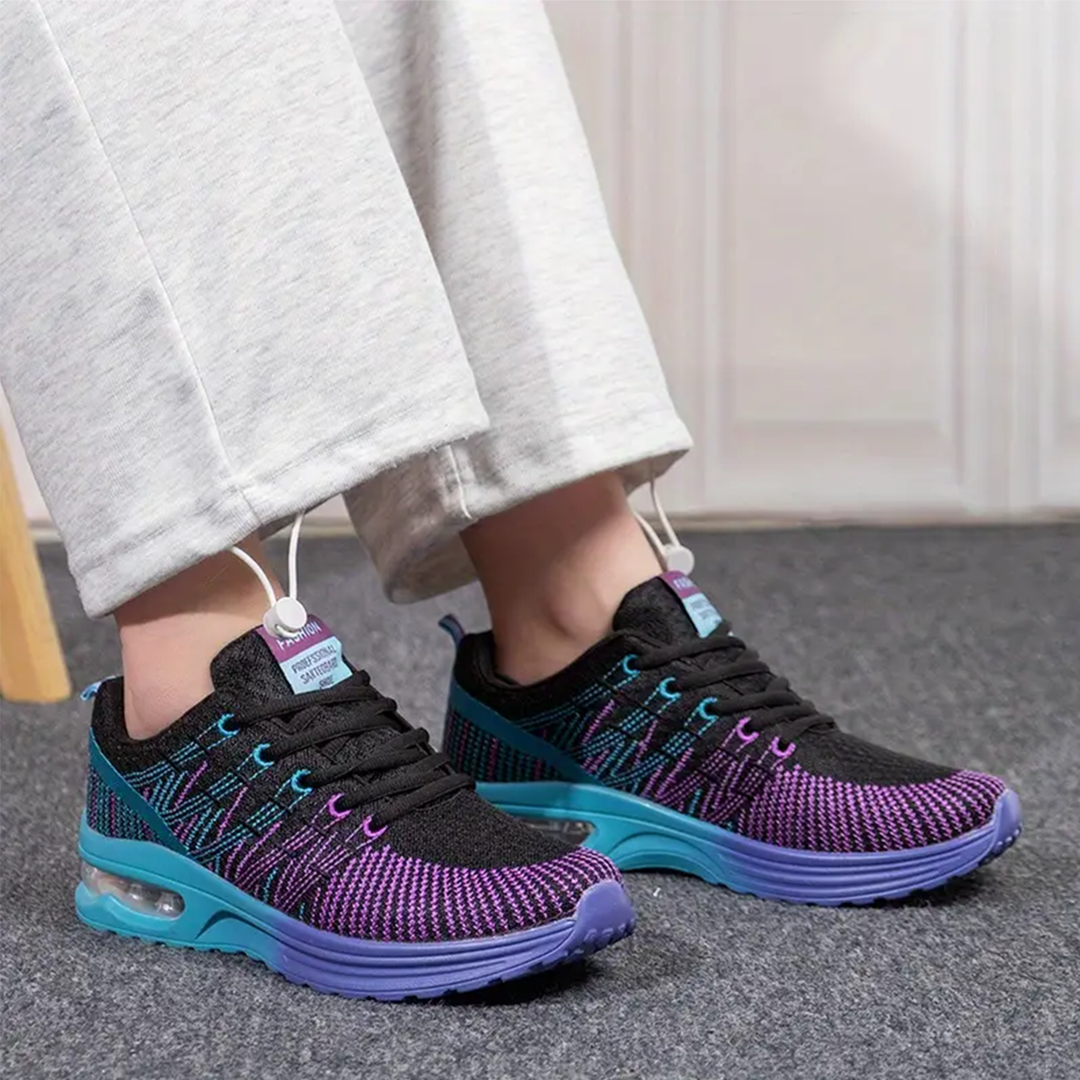 Bold Black Purple Orthopedic Walking Sneakers for Women Over 45