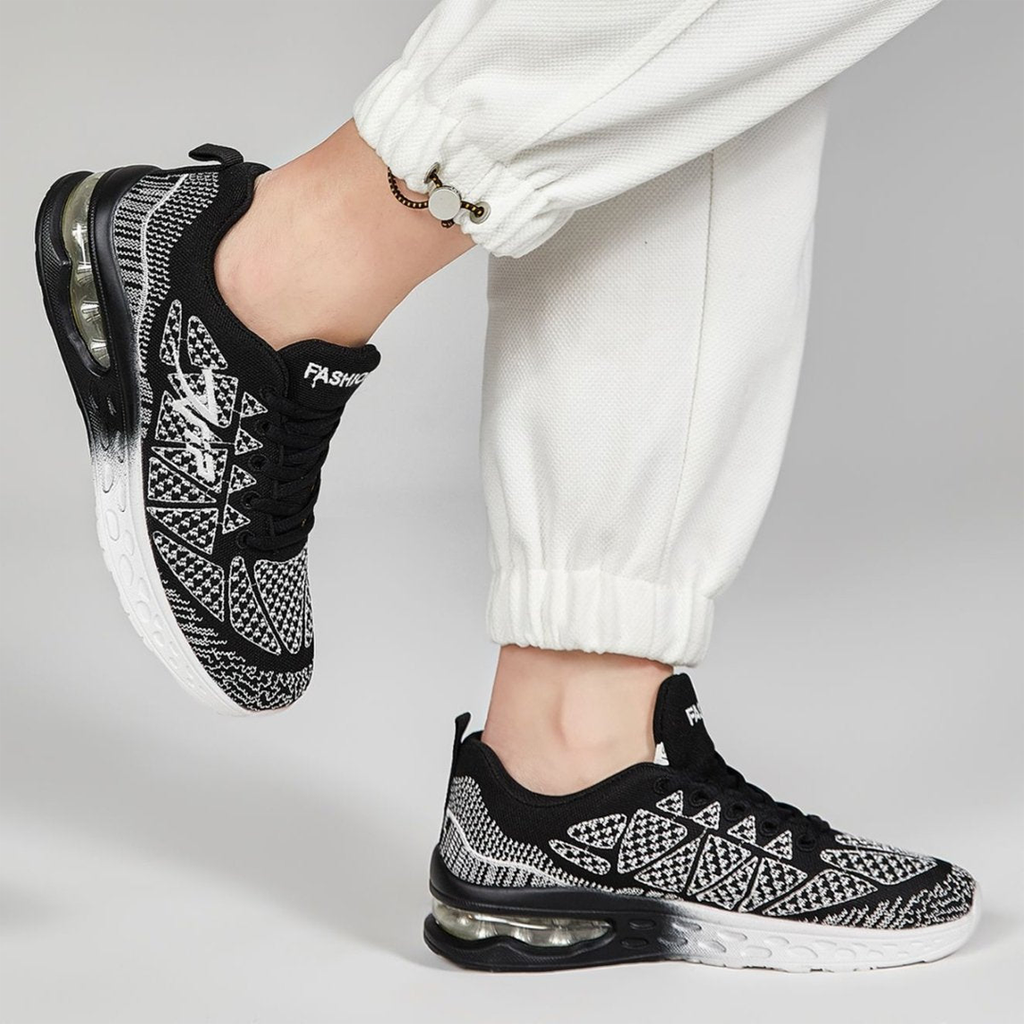 Black Orthopedic Walking Shoes with Cushioned Arch Support for Women