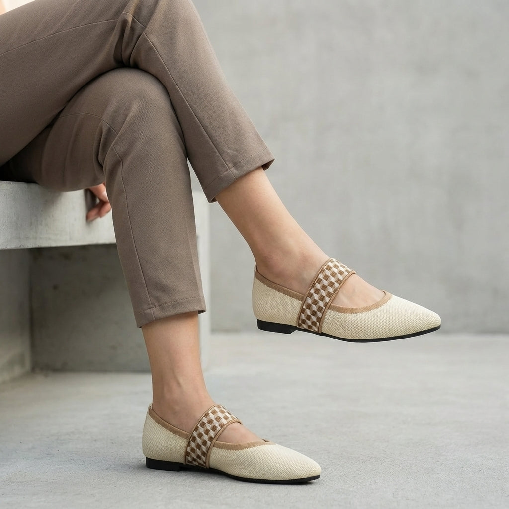 Pointed Toe Strap Flats – Breathable Casual Comfort Walking Shoes