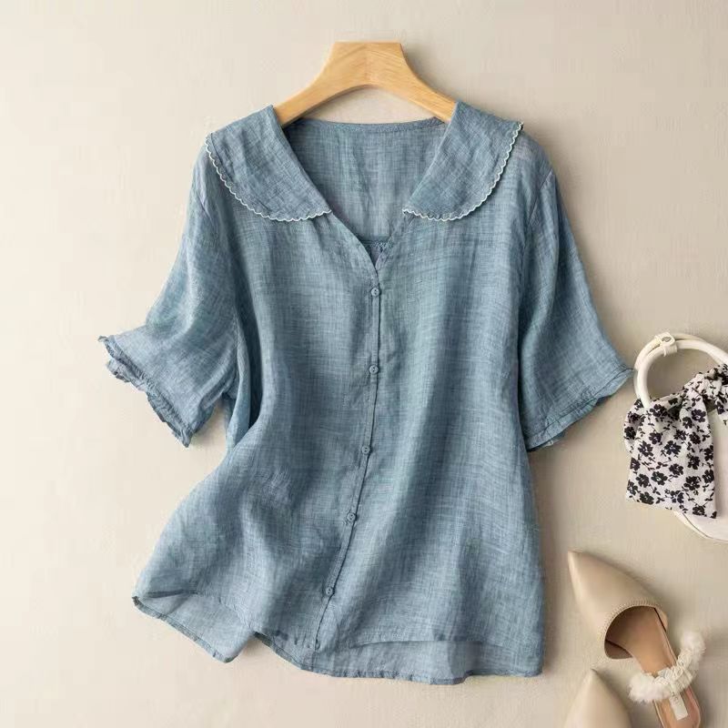 Vintage Scalloped Collar Blouse – Relaxed Elegant Fit