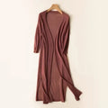Lightweight Long Open-Front Cardigan with Side Splits