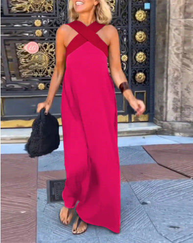 Crossed Neckline Flowy Shoulder Dress for Warm Days