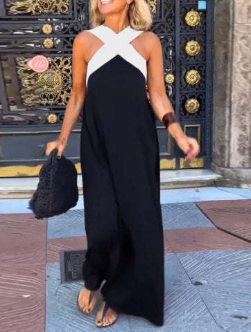 Crossed Neckline Flowy Shoulder Dress for Warm Days