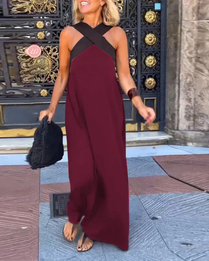 Crossed Neckline Flowy Shoulder Dress for Warm Days