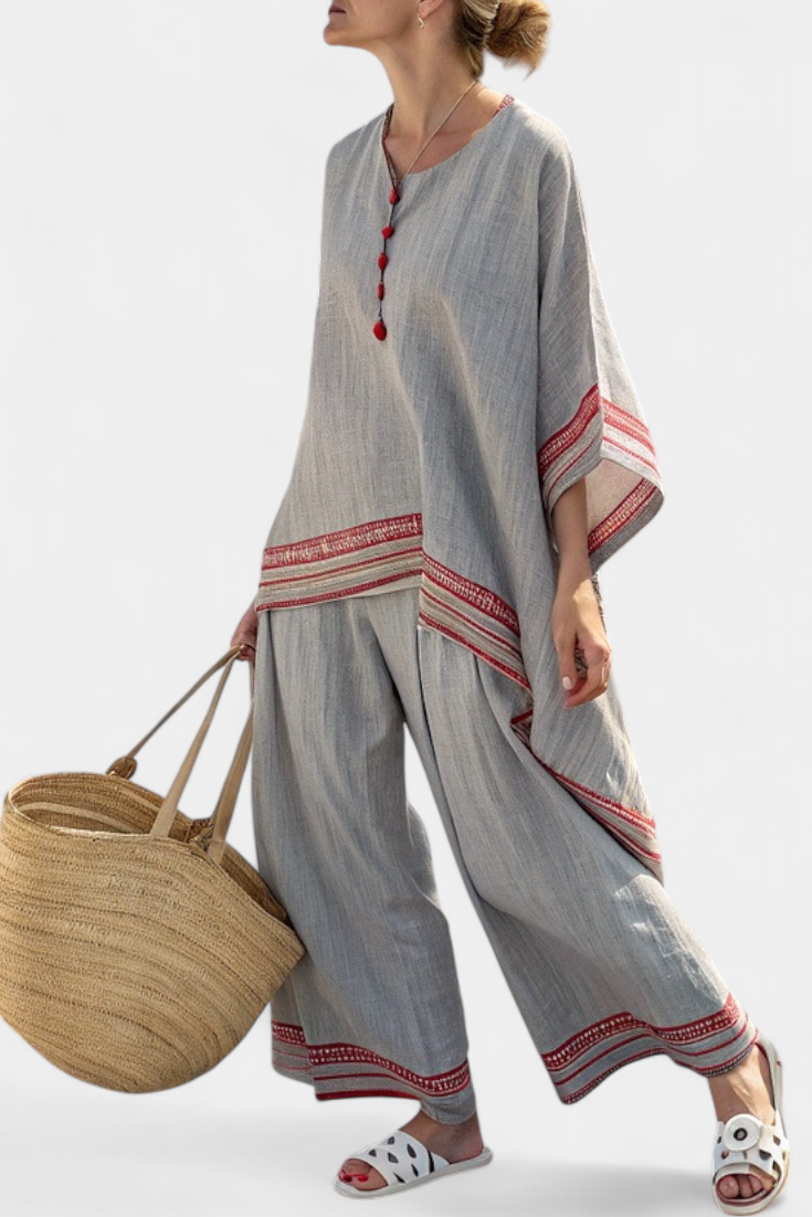 Aria Striped Set: Relaxed Boho Elegance