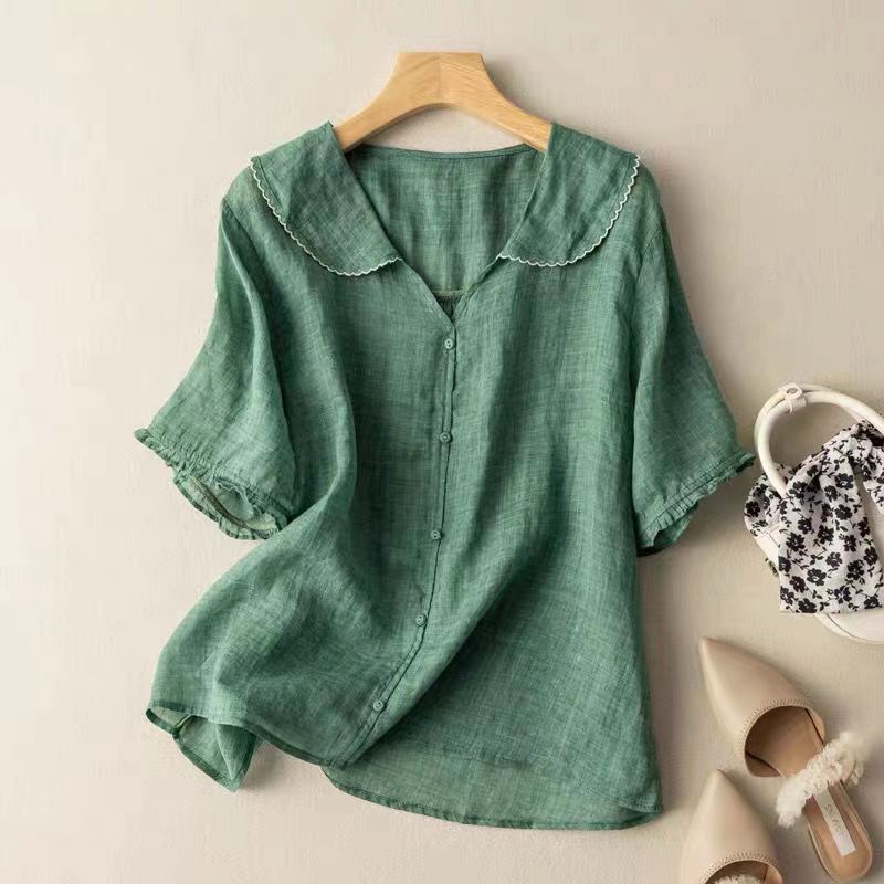 Vintage Scalloped Collar Blouse – Relaxed Elegant Fit