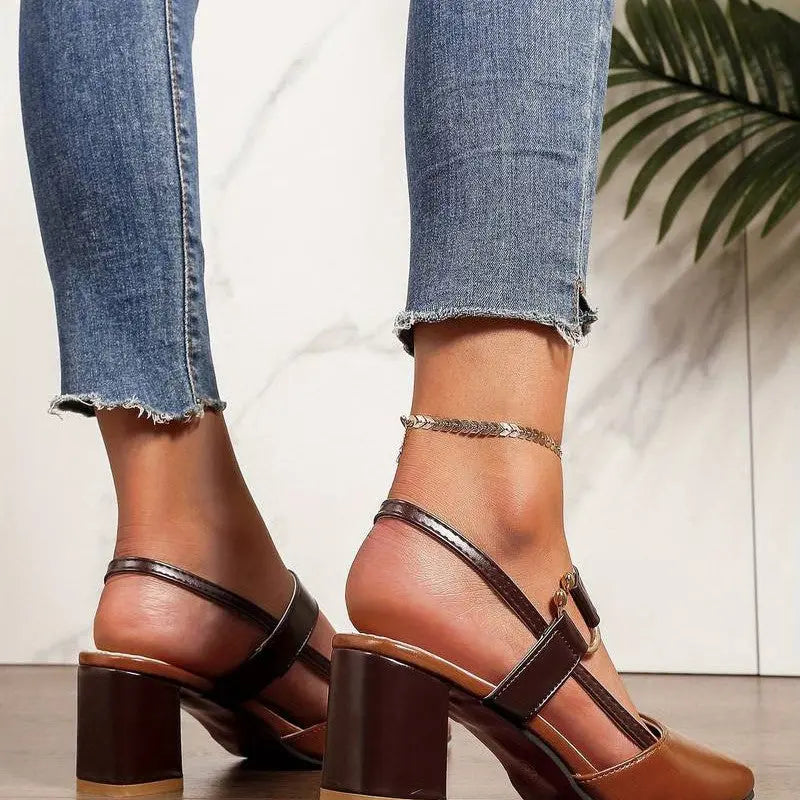 Pointed Toe Block Heels with Cushioned Support