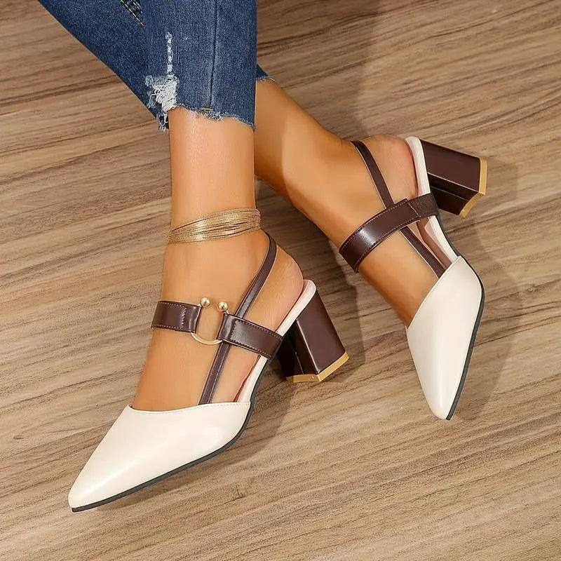 Pointed Toe Block Heels with Cushioned Support